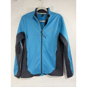 Colmar Men's Full Zip Performance Jacket Blue Gray Colorblock Mock Neck, Medium